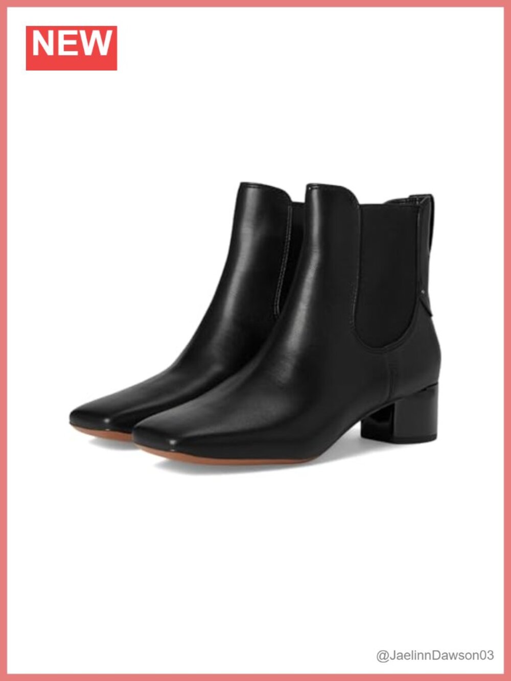Faux Leather Ankle Booties Block Heel Chelsea Square Toe Pull Tab